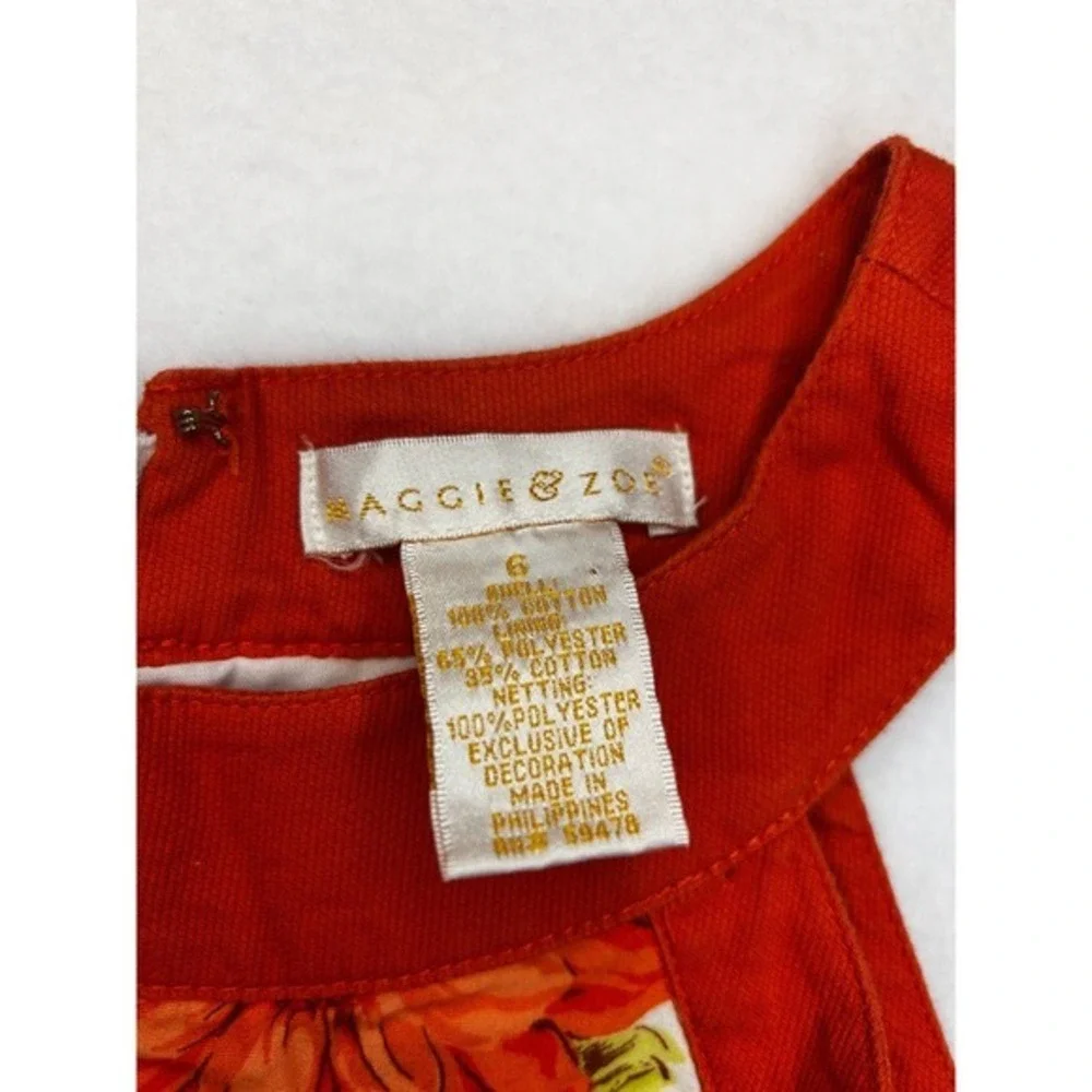Maggie & Zoe Orange Floral Dress Girls Size 6 Halter Neck‎ Bow Accent